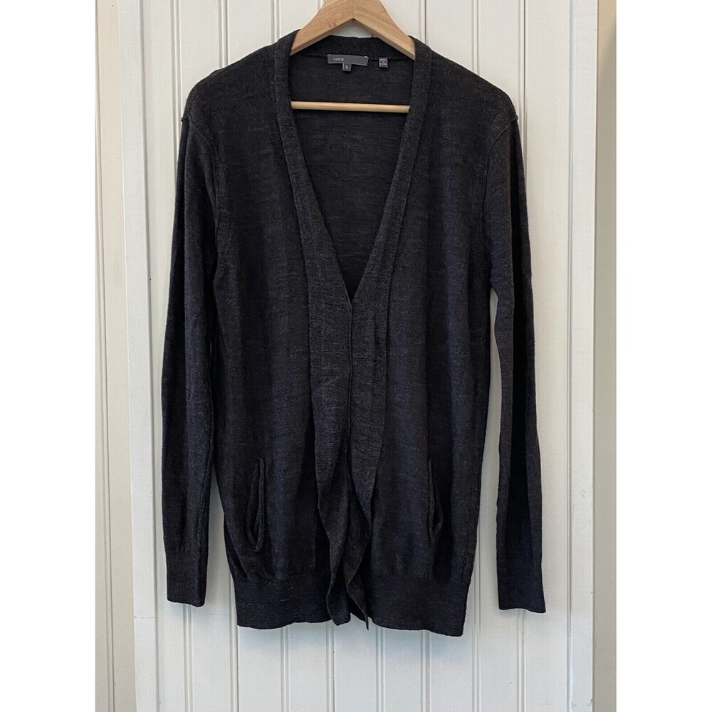 Vince Long Cardigan Sweater Size Sm Gray Womens Wool Cashmere Pockets
